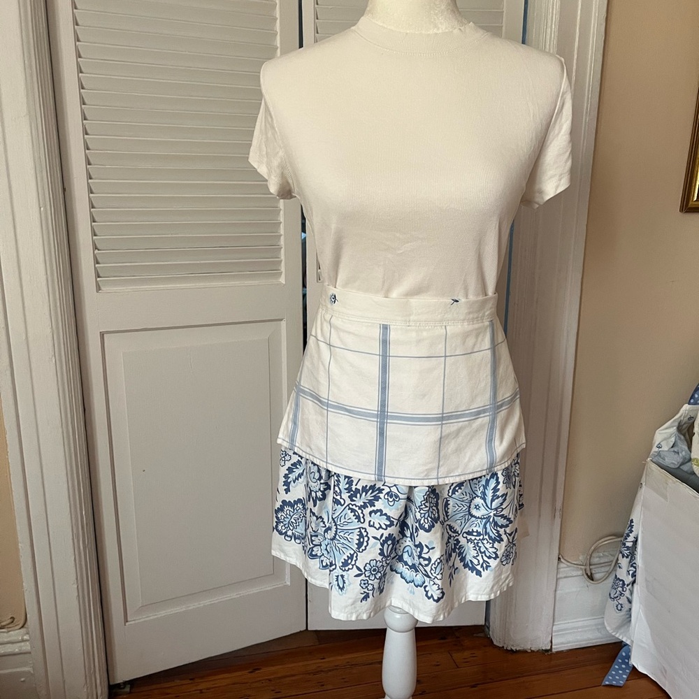 Blue and White Floral apron